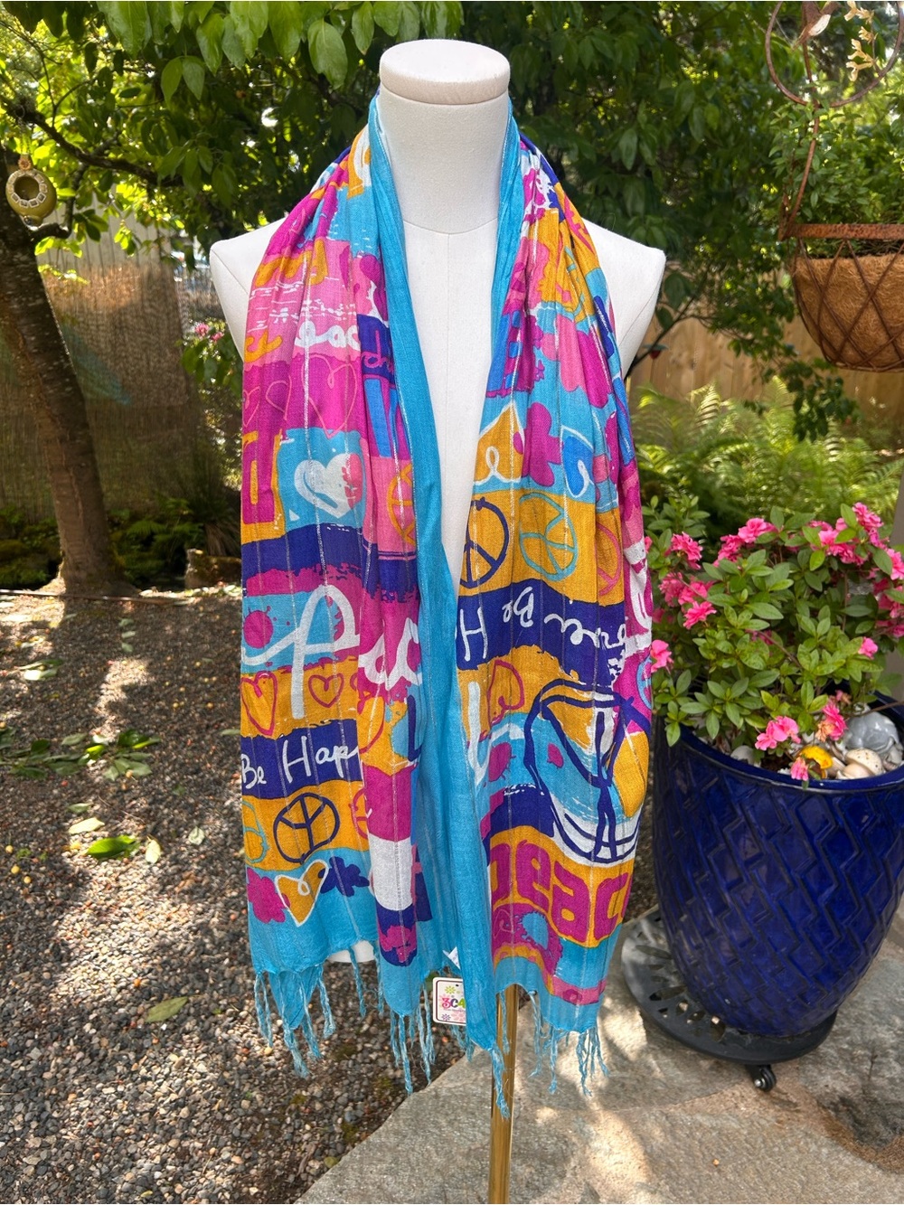 3C4G (Three Cheers For Girls) Colorful Peace & Love Graphic Scarf